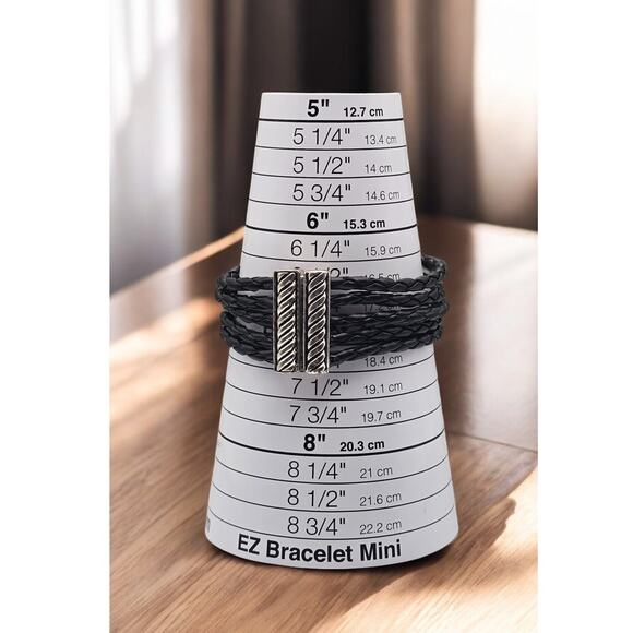 Multi-Strand Black Bracelet with Silver Accents and Magnetic Clasp - Picture 5 of 5